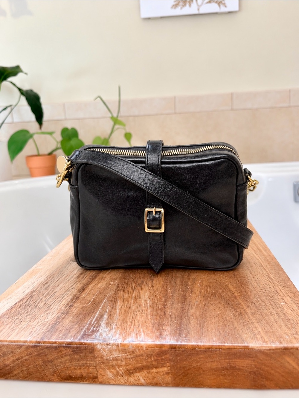 Clare V Gigi Leather crossbody bag - Black $345